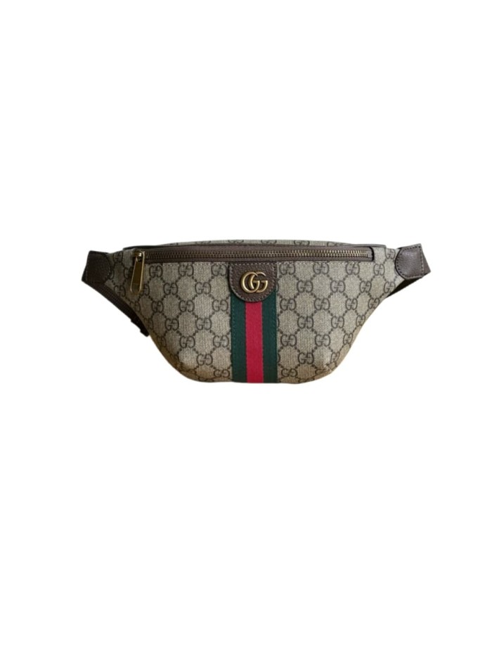 1:1 qualituy verson  GG Monogram Belt Bag Retro Green-Red Web Detail Zipper Chest Pack 29116343