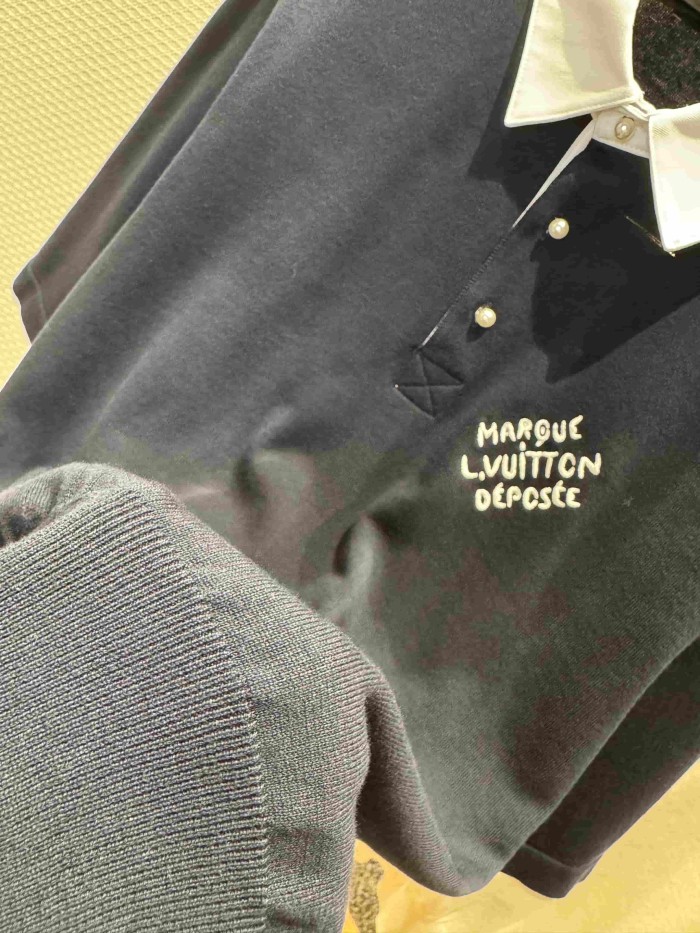 1:1 quality version Simple Letter Embroidery Button Down Collar Polo Shirt 2 colors 29114939