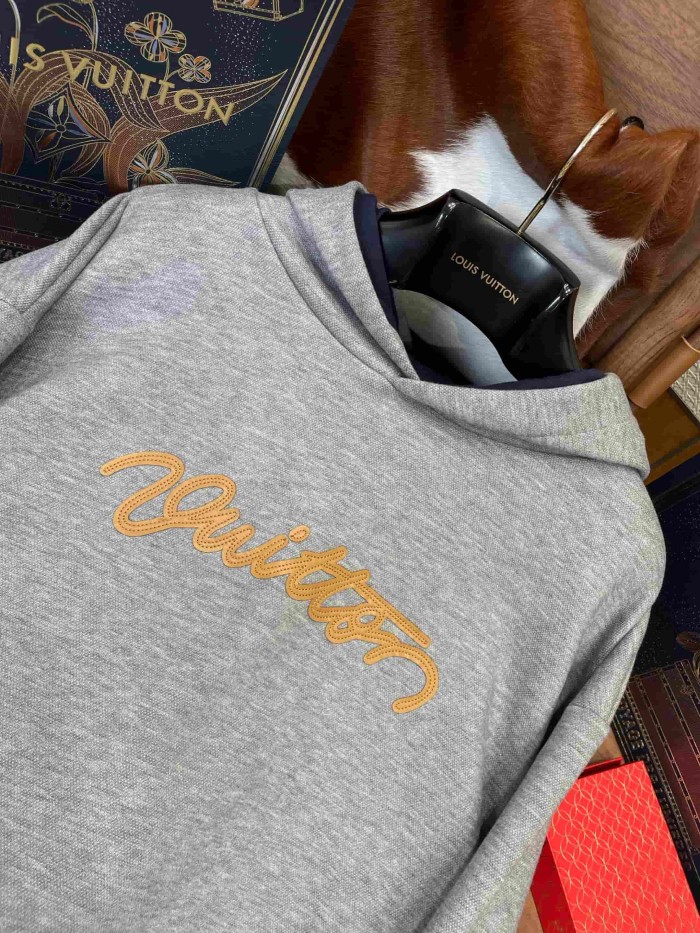 1:1 quality version Heavyweight Fleece Cotton Blend Embroidered Leather Patch Hoodie 29115114