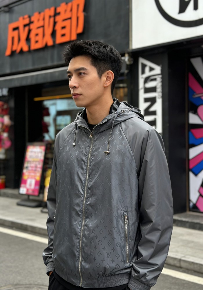 1:1 quality version Nylon Allover Jacquard Hidden Print Drawstring Hooded Jacket 2 colors 29115024