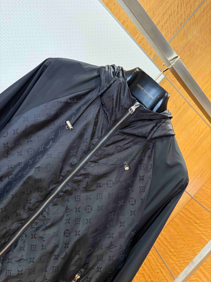 1:1 quality version Nylon Allover Jacquard Hidden Print Drawstring Hooded Jacket 2 colors 29115024