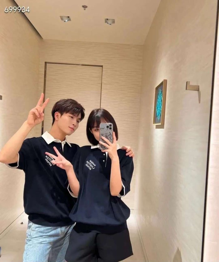 1:1 quality version Simple Letter Embroidery Button Down Collar Polo Shirt 2 colors 29114939