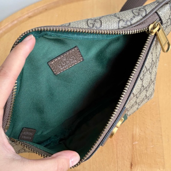 1:1 qualituy verson  GG Monogram Belt Bag Retro Green-Red Web Detail Zipper Chest Pack 29116343