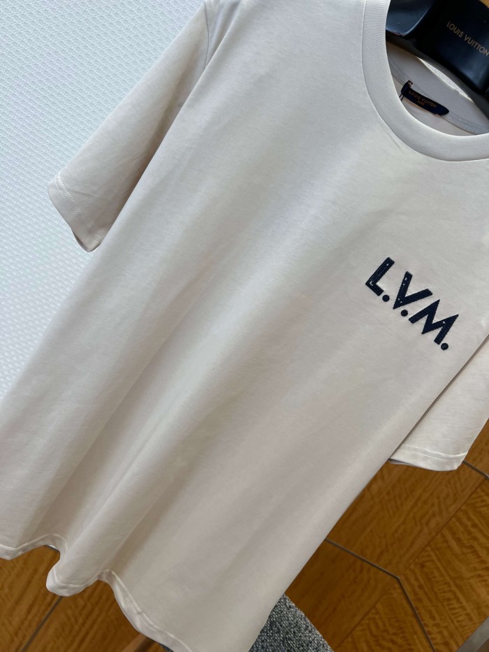1:1 quality version Heavyweight Combed Cotton Letter Embroidery Crew Neck T-Shirt 29115007