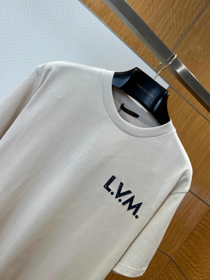 1:1 quality version Heavyweight Combed Cotton Letter Embroidery Crew Neck T-Shirt 29115007