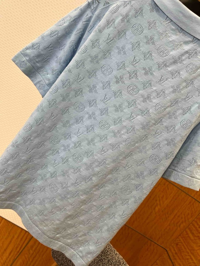 1:1 quality version Allover Hollow Jacquard Pocket Short Sleeve Polo Shirt 4 colors 29114377