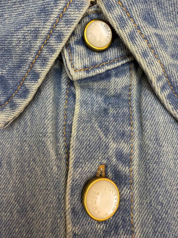 1:1 quality version Pocket Thick Thread Logo Embroidery Denim Shirt 29116515