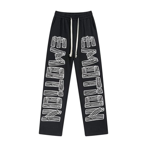 Wood Grain Stacked Letter Print Sweatpants 29116541