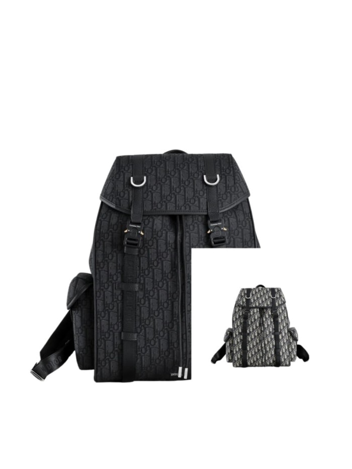 Grain Cow Leather Vintage Oblique Jacquard Flap Backpack 2 colors 29116517