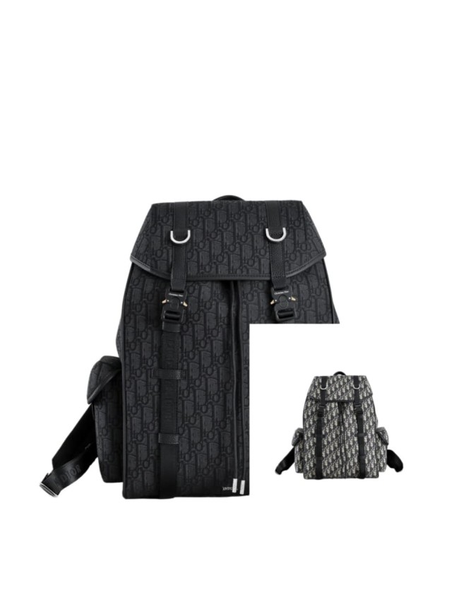 Grain Cow Leather Vintage Oblique Jacquard Flap Backpack 2 colors 29116517