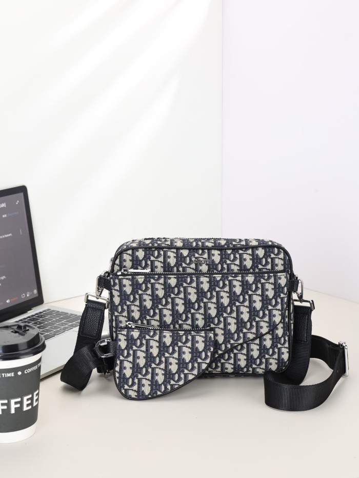Mens Jacquard Pattern Camera Crossbody 3-in-1 Zipper Saddle Clutch Bag 3 colors 29116535