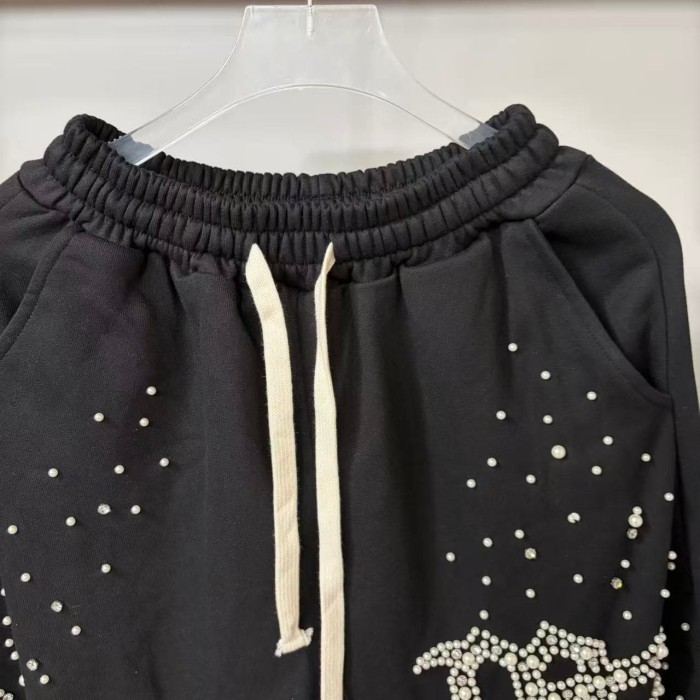 Dot Rhinestone Letter Sports Hoodie & Pants Set 29116537