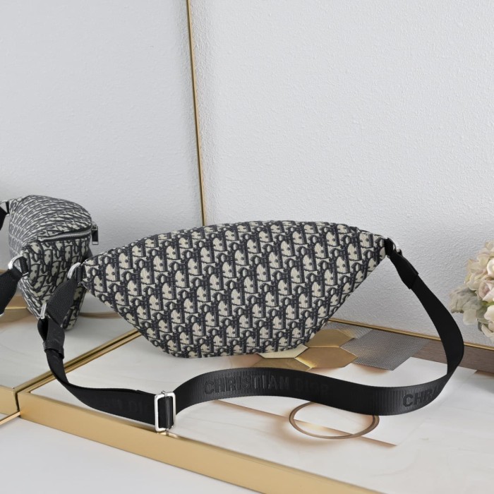 Cow Leather Trim Oblique Jacquard Flap Pocket Zip Waist Bag 2 colors 29116499