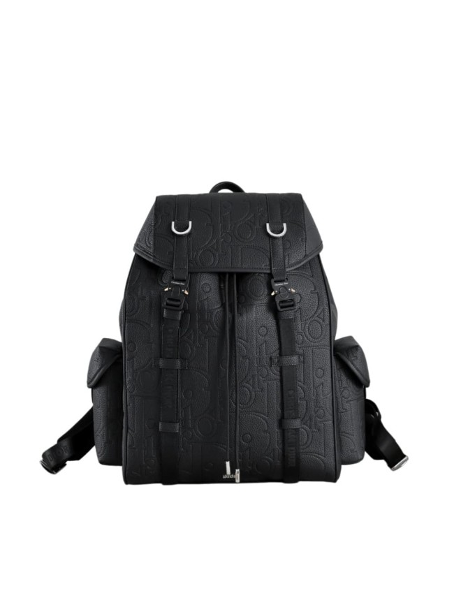Grain Cow Leather Buckle Closure Embossed Logo Flap Backpack 29116519