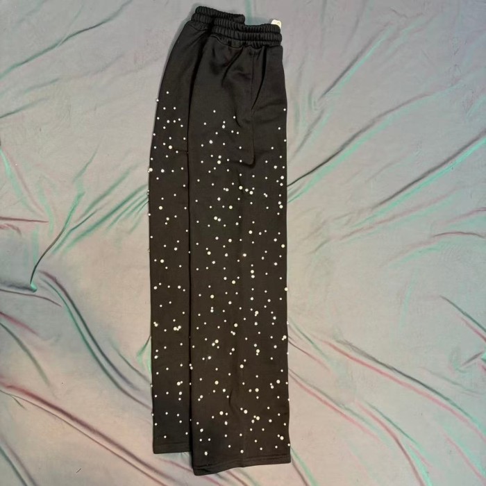 Dot Rhinestone Letter Sports Hoodie & Pants Set 29116537