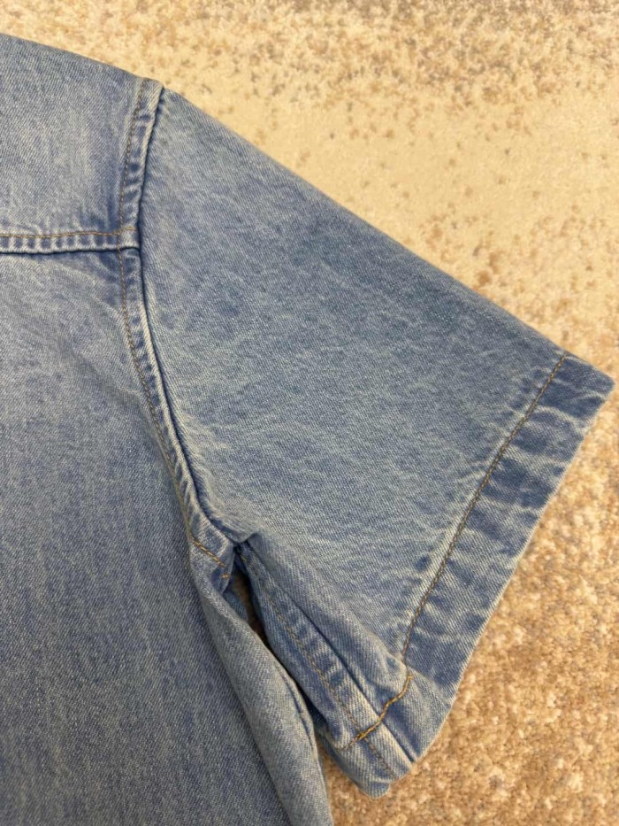 1:1 quality version Pocket Thick Thread Logo Embroidery Denim Shirt 29116515