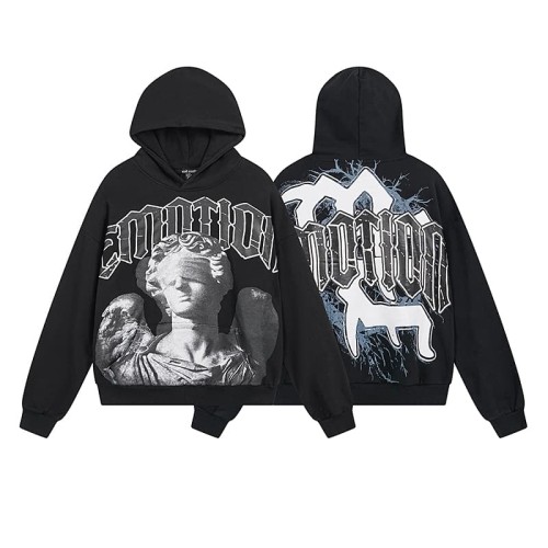 Broken Arm Plaster Angel Statue Print Washed Hoodie 29116522