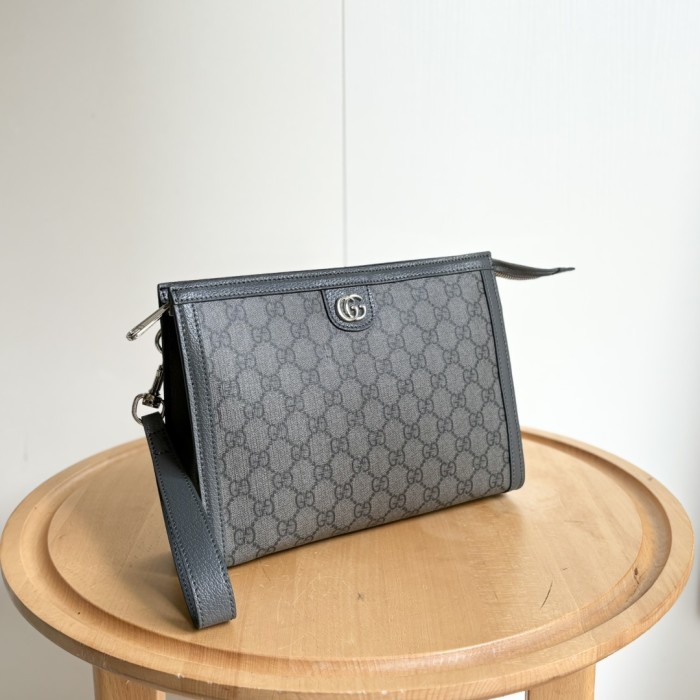 Dark GG Supreme Clutch Bag Men's Travel Dopp Kit Hand Pouch 3 colors 29116462