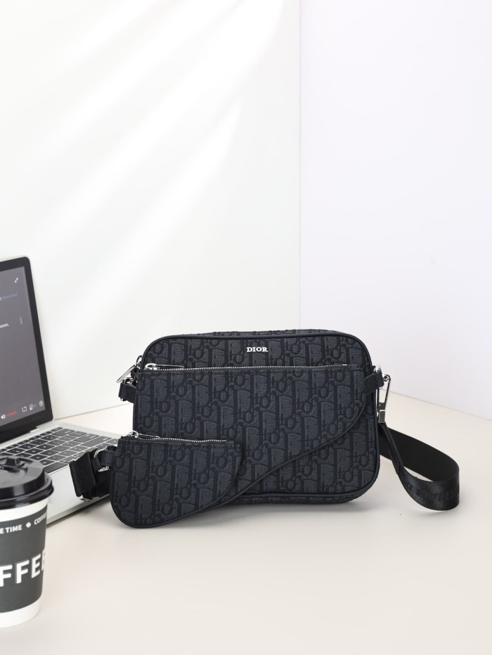 Mens Jacquard Pattern Camera Crossbody 3-in-1 Zipper Saddle Clutch Bag 3 colors 29116535