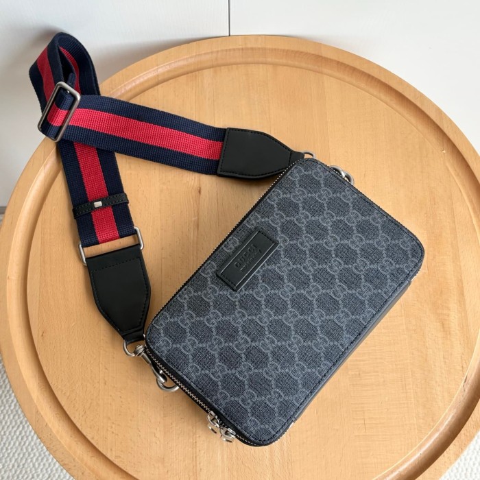 1:1 qualituy verson GG Supreme Dark Canvas Rectangular Zip Box Bag 3 colors 29116418