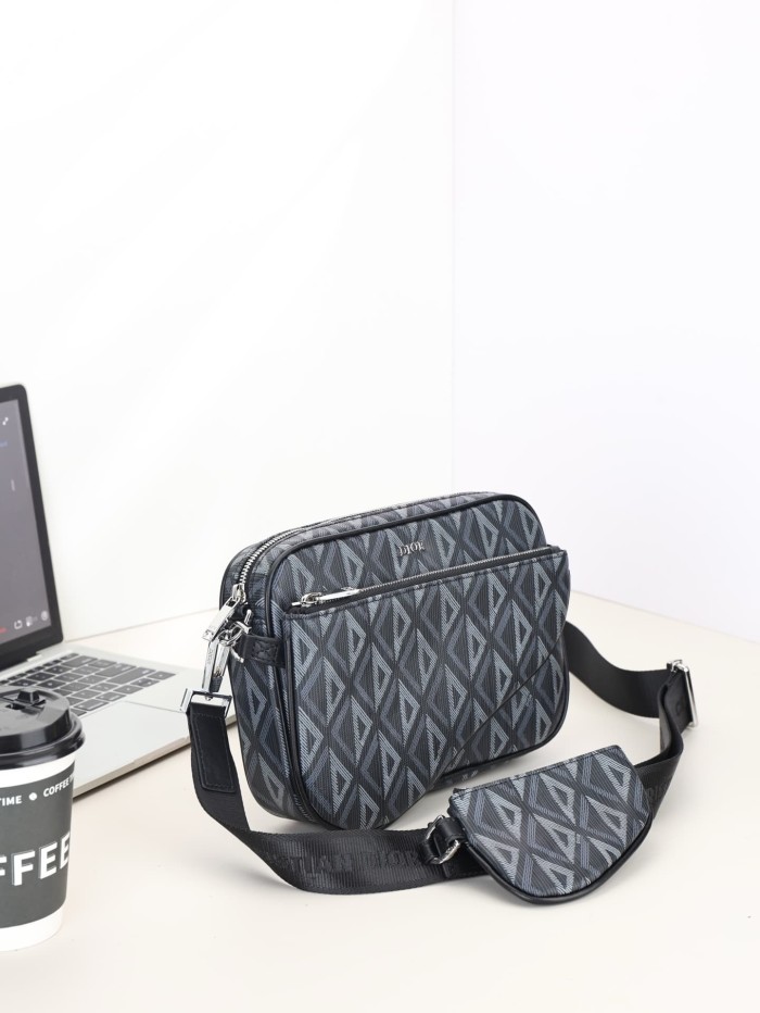Mens Jacquard Pattern Camera Crossbody 3-in-1 Zipper Saddle Clutch Bag 3 colors 29116535