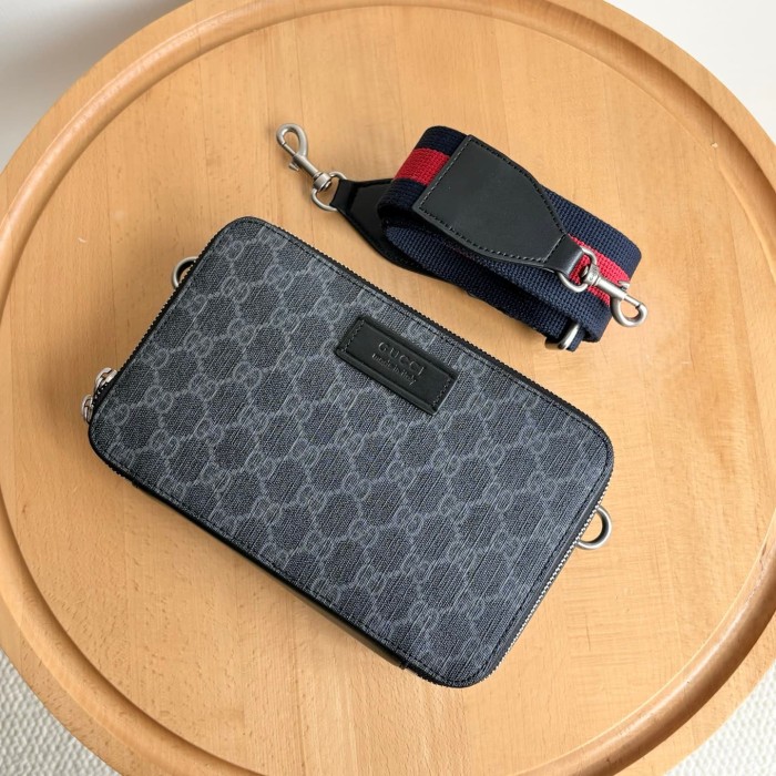 1:1 qualituy verson GG Supreme Dark Canvas Rectangular Zip Box Bag 3 colors 29116418