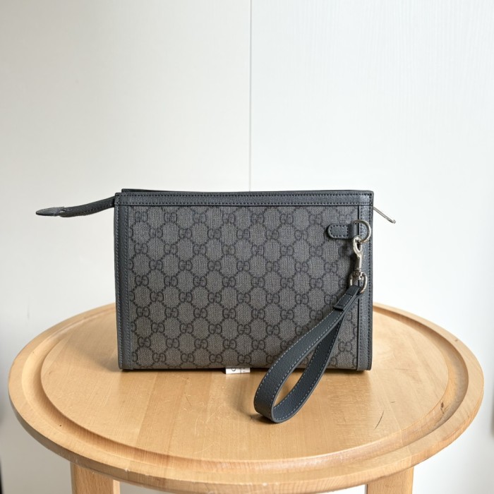 Dark GG Supreme Clutch Bag Men's Travel Dopp Kit Hand Pouch 3 colors 29116462