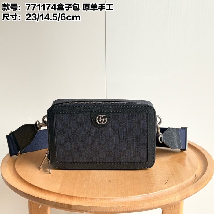 1:1 qualituy verson GG Supreme Dark Canvas Rectangular Zip Box Bag 3 colors 29116418