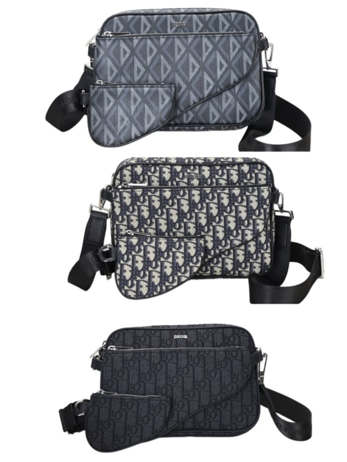 Mens Jacquard Pattern Camera Crossbody 3-in-1 Zipper Saddle Clutch Bag 3 colors 29116535