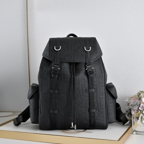 Grain Cow Leather Buckle Closure Embossed Logo Flap Backpack 29116519