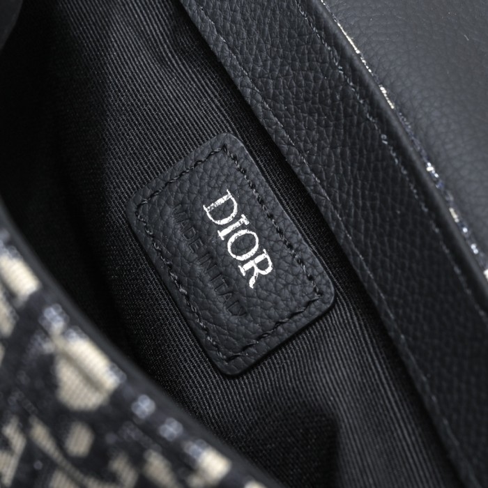 Jacquard Canvas & Black Full Grain Calfskin Leather Saddle Shoulder Bag 2 colors 29116572