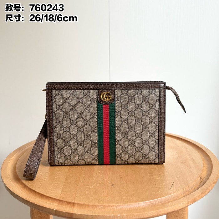 Dark GG Supreme Clutch Bag Men's Travel Dopp Kit Hand Pouch 3 colors 29116462