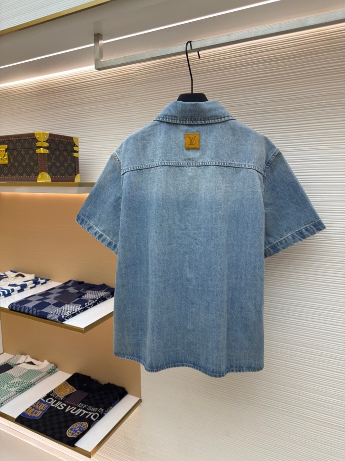 1:1 quality version Pocket Thick Thread Logo Embroidery Denim Shirt 29116515
