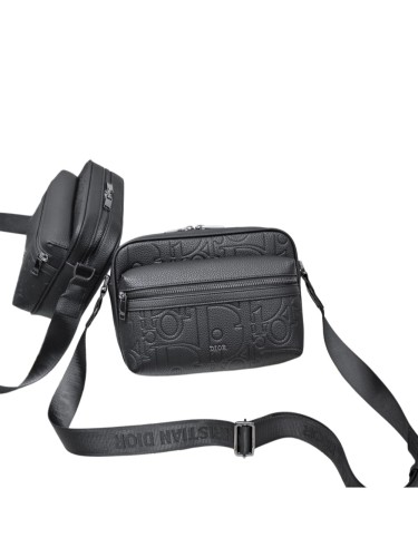 Embossed Full Grain Cow Leather Zipper Messenger Bag 29116558