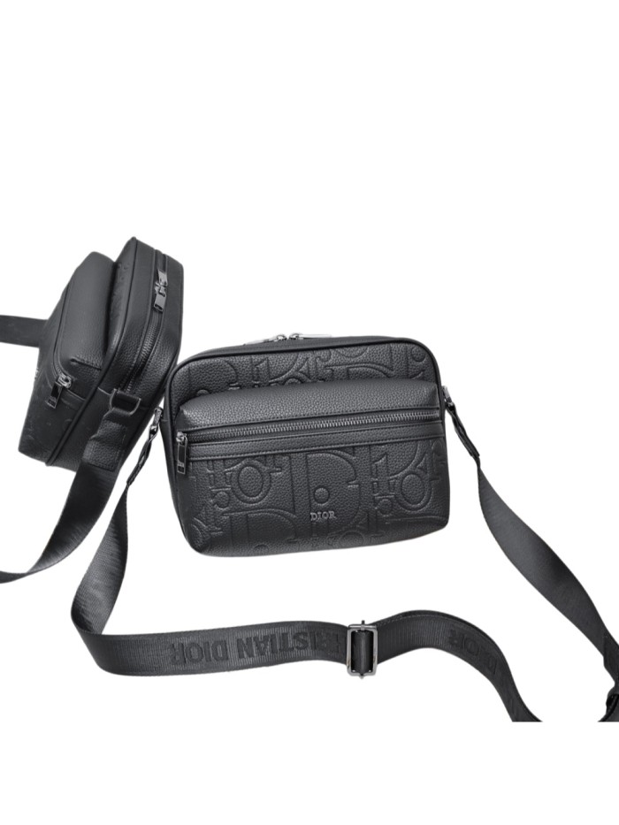 Embossed Full Grain Cow Leather Zipper Messenger Bag 29116558