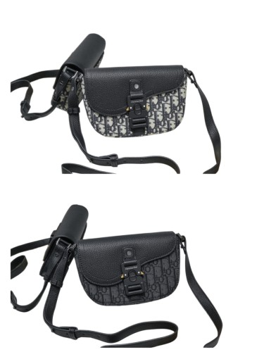 Men's Oblique Jacquard Saddle Crossbody Bag with Leather Flap 2 colors 29119184