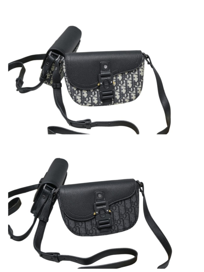 Men's Oblique Jacquard Saddle Crossbody Bag with Leather Flap 2 colors 29119184