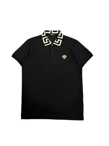 Luxury Slim Fit Greca Jacquard Collar Medusa Embroidered Polo Shirt 29119334