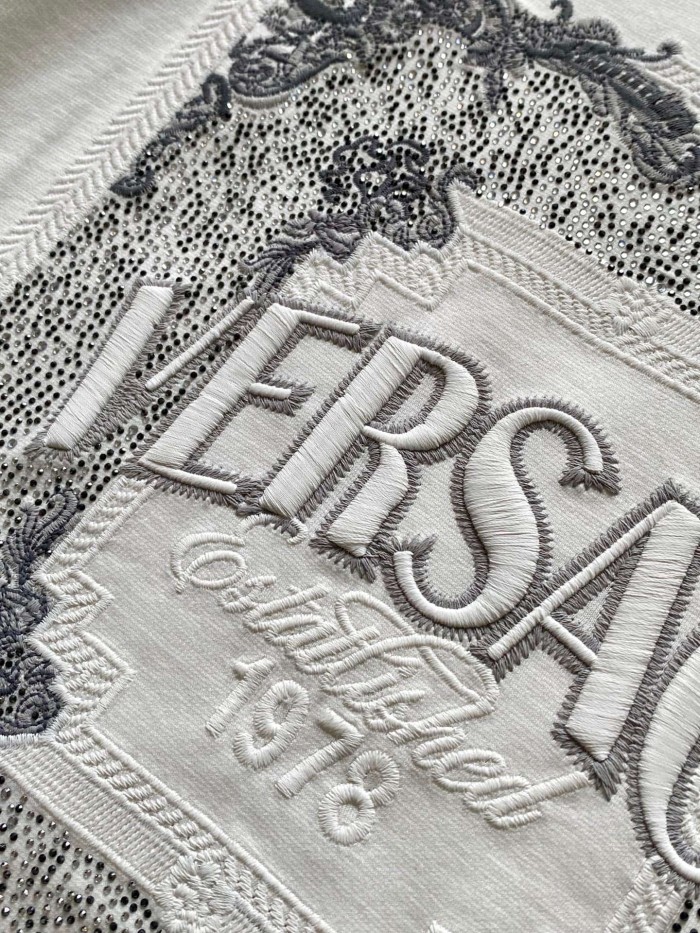 Vintage Baroque Style Square Scroll Frame Versace Letter Embroidery Est.1978 T-shirt 2 colors 29139977