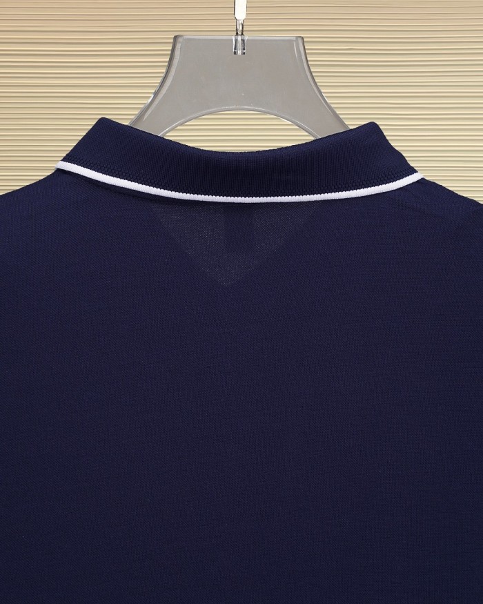 Business Luxury Slim Fit Contrast Piping Collar Tiny Golden Medusa Embroidery Men's Polo Shirt 3 colors 29119789