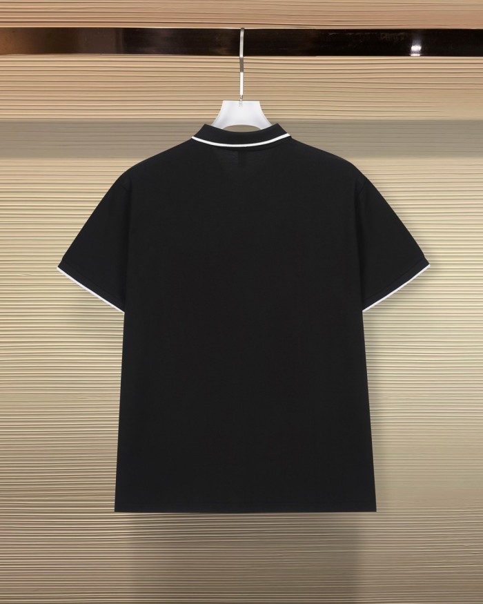 Business Luxury Slim Fit Contrast Piping Collar Tiny Golden Medusa Embroidery Men's Polo Shirt 3 colors 29119789