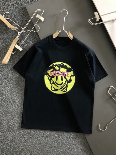 Street Graffiti Style Contrast Yellow Circle Smiley Medusa Pink Letter Print T-shirt 2 colors 29119683