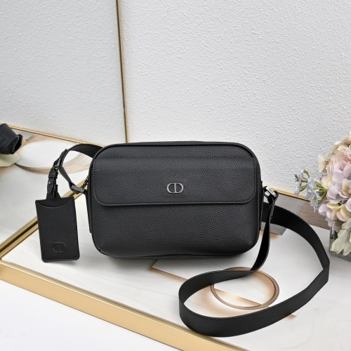 Men's Matte Grained Calfskin CD Icon Flap Crossbody Messenger Bag 29119220