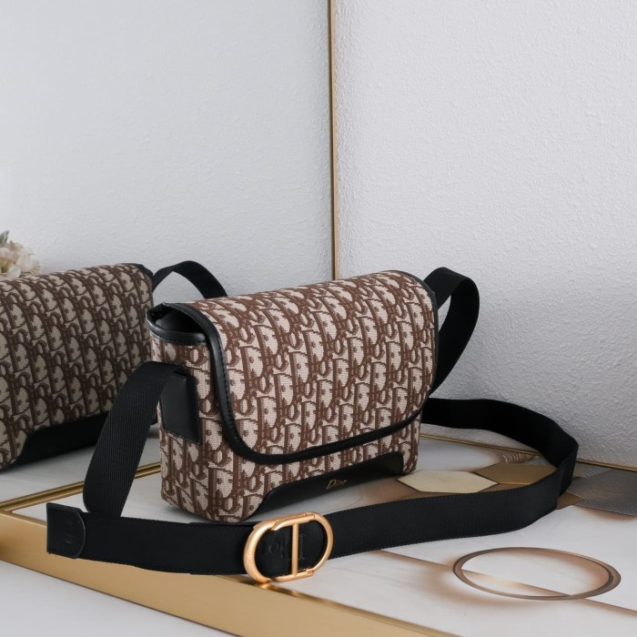 Men's Oblique Jacquard Flap Messenger Crossbody Bag 3 colors 29119191