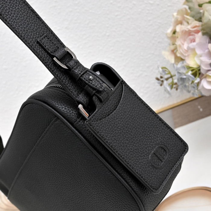 Men's Matte Grained Calfskin CD Icon Flap Crossbody Messenger Bag 29119220