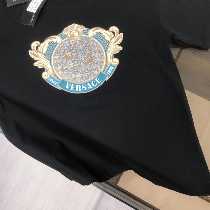Luxury Baroque Style Crystal Rhinestone Badge Medusa Graphic Print Matching Couple T-shirt 2 colors 29119651