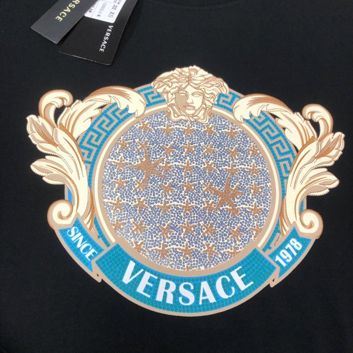 Luxury Baroque Style Crystal Rhinestone Badge Medusa Graphic Print Matching Couple T-shirt 2 colors 29119651