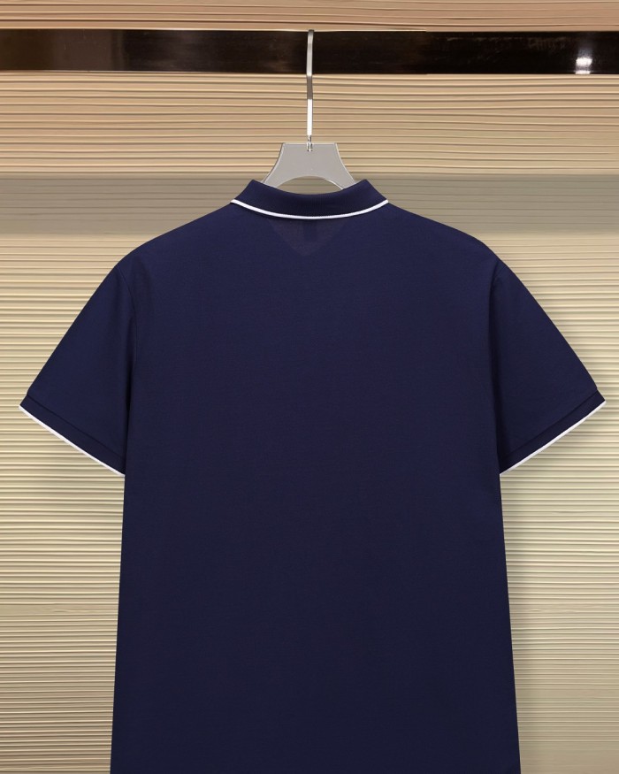 Business Luxury Slim Fit Contrast Piping Collar Tiny Golden Medusa Embroidery Men's Polo Shirt 3 colors 29119789