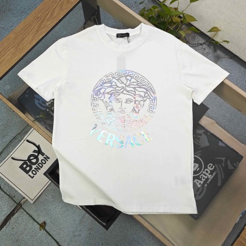Iridescent Color-Shift Medusa Letter Logo Print Matching Couple T-shirt 2 colors 29119351