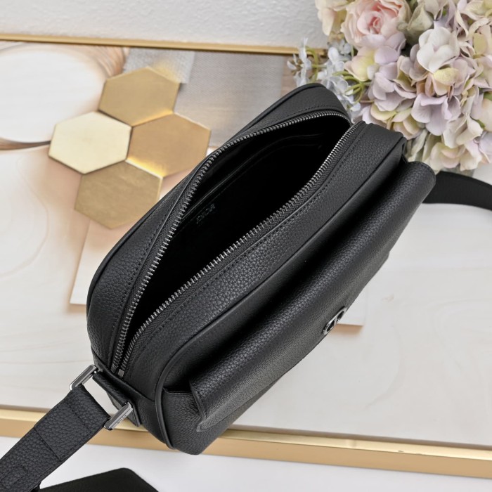 Men's Matte Grained Calfskin CD Icon Flap Crossbody Messenger Bag 29119220